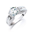 Sterling Silver Claw Set Cubic Zirconia Solitaire Baguette Sides Ring