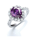 Sterling Silver Purple & White Pear Cut Cubic Zirconia Ring
