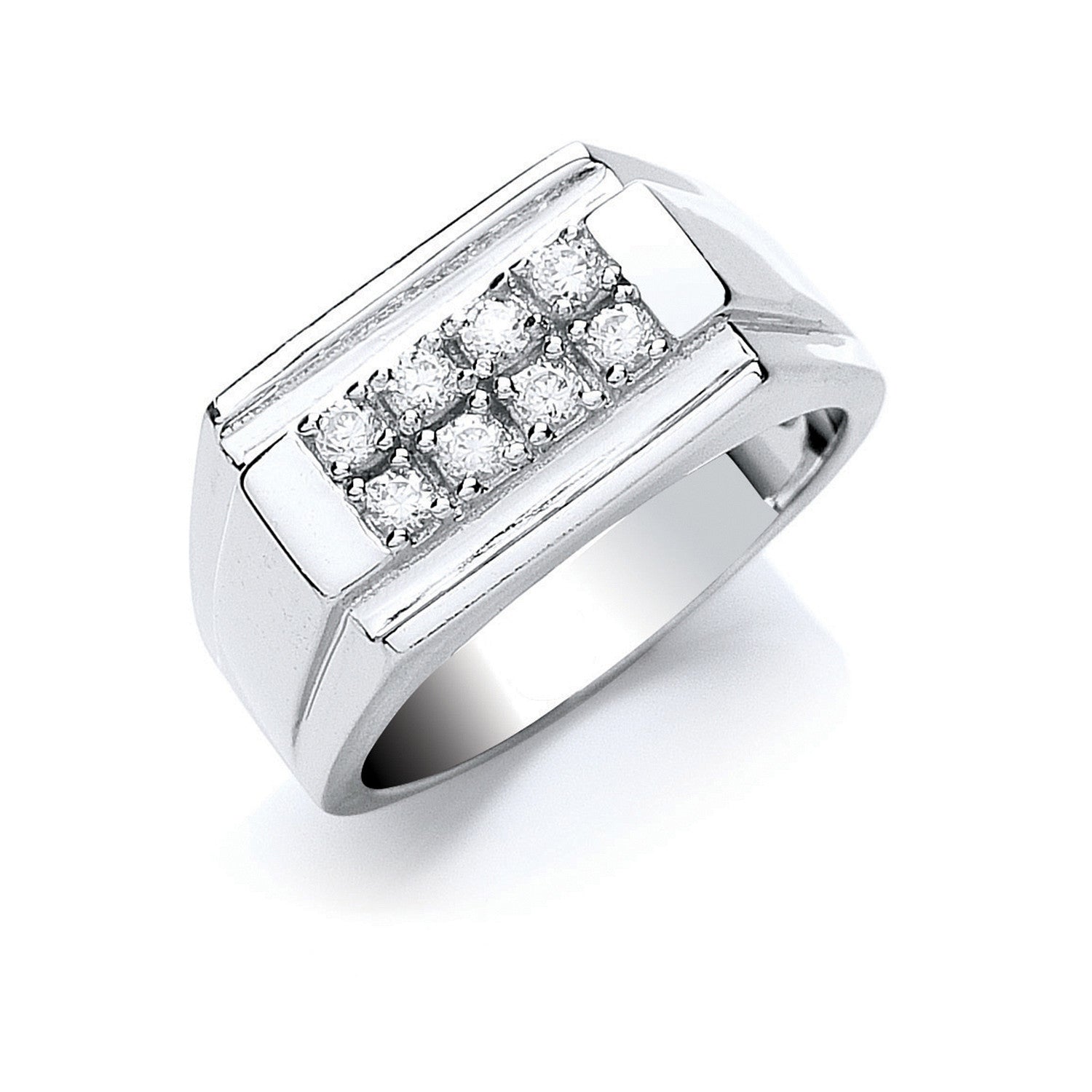 Sterling Silver Gents Cubic Zirconia Ring