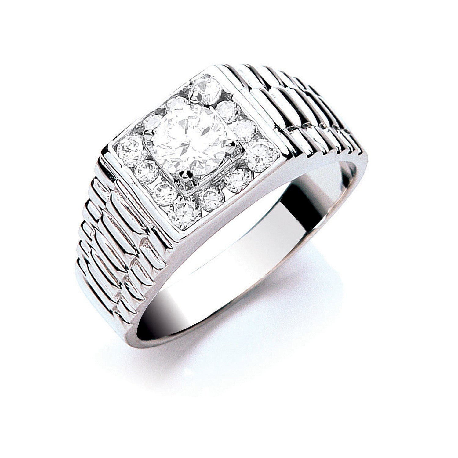 Sterling Silver Gents Cubic Zirconia Ring