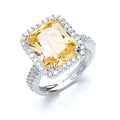 Sterling Silver Yellow & White Princess Cut Cubic Zirconia Ring