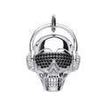 Sterling Silver Skull with Headphones Pendant