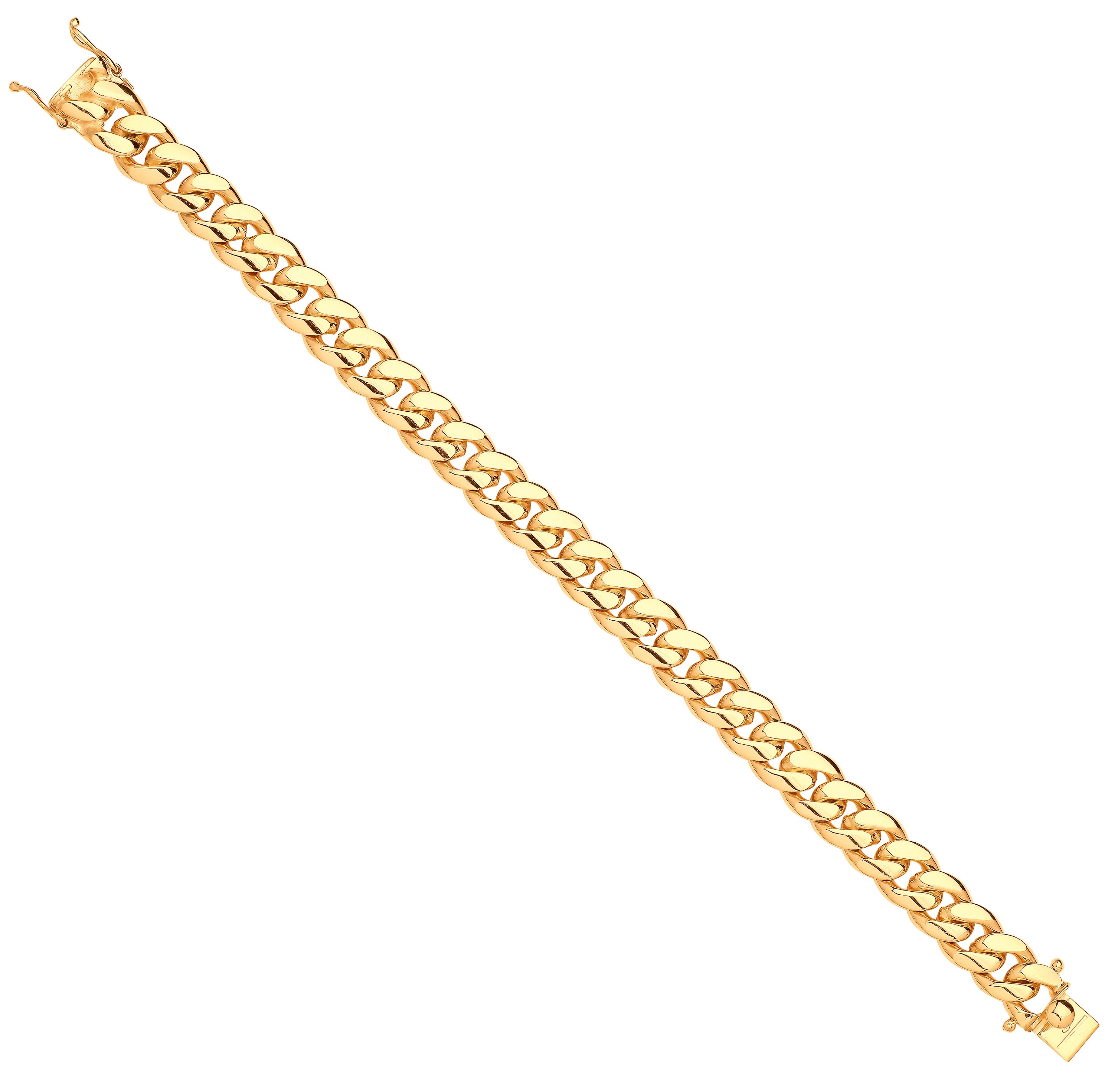 9ct Yellow Gold 10mm Cuban Link Solid Gents Bracelet
