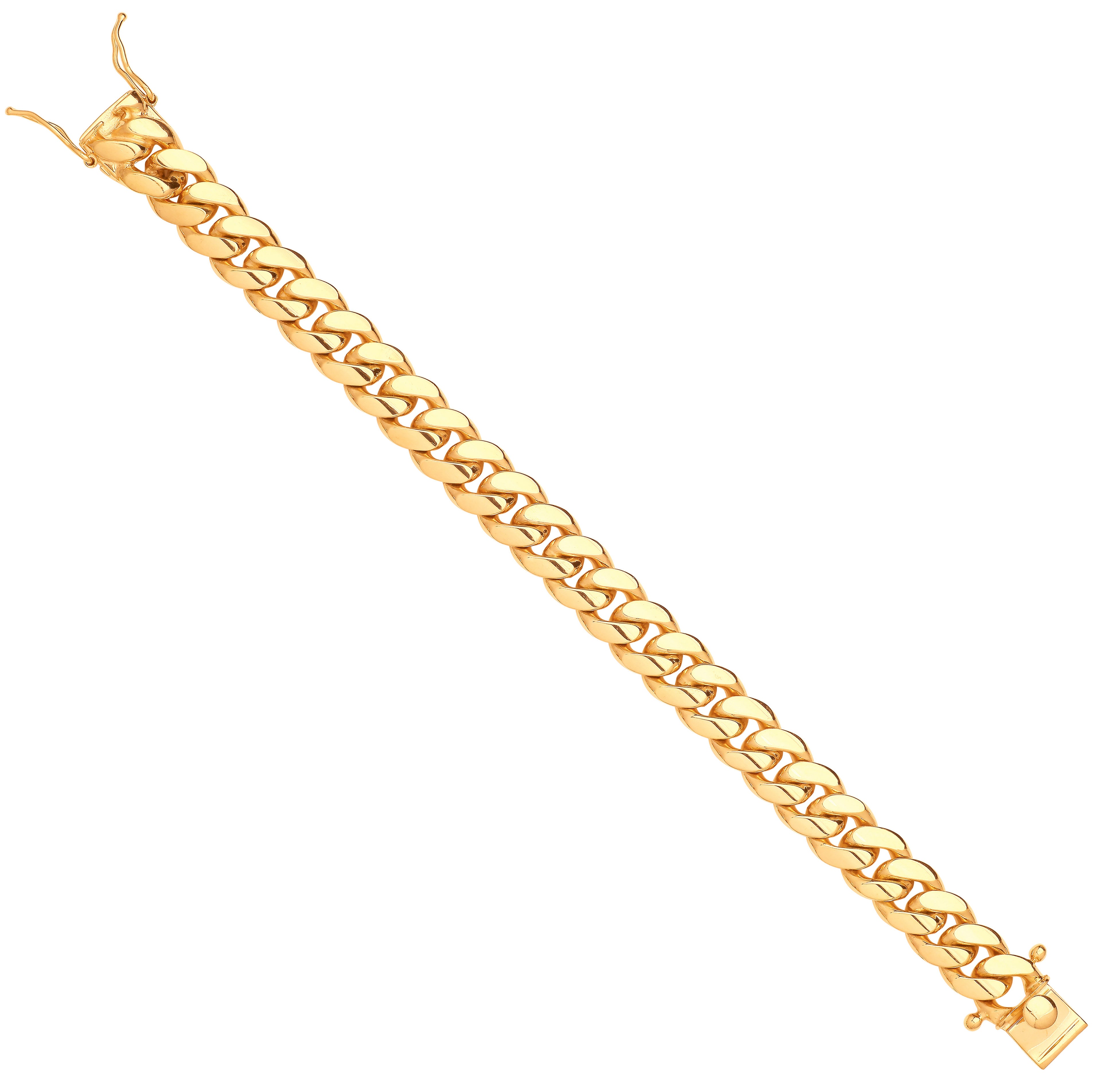 9ct Yellow Gold 12mm Cuban Link Solid Gents Bracelet