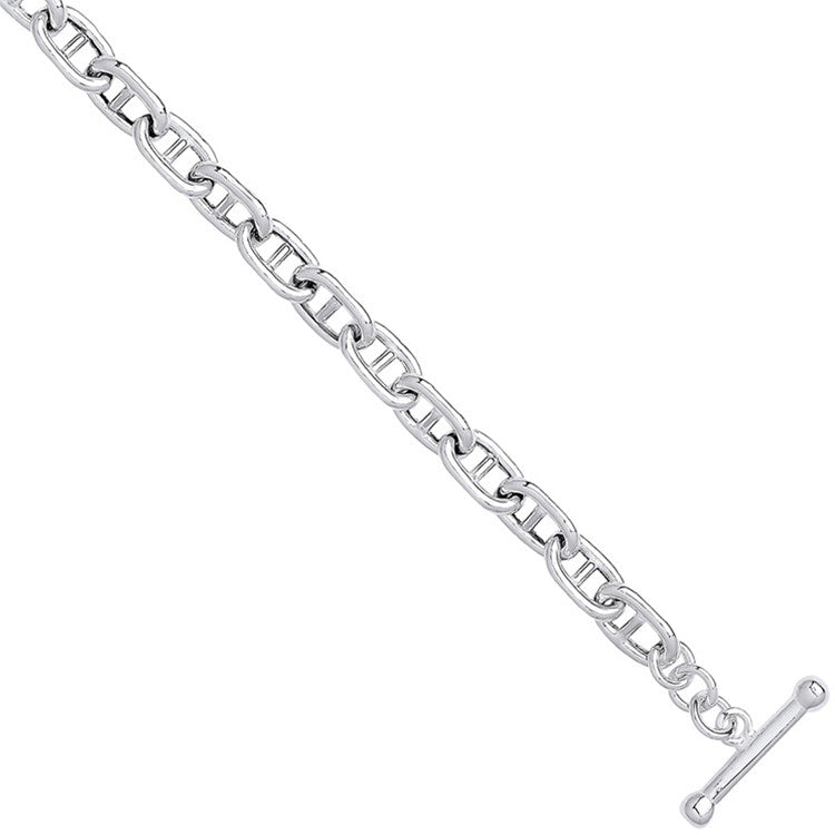 Sterling Silver 6mm Anchor chain T-Bar Ladies Bracelet