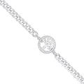 Sterling Silver Flat Curb Chain , Cubic Zirconia Tree of Life Bracelet
