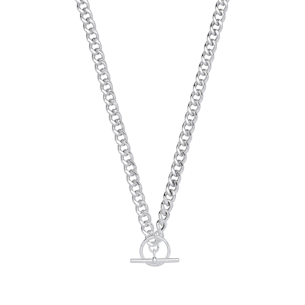 Sterling Silver T-Bar Curb Chain Necklace/Bracelet