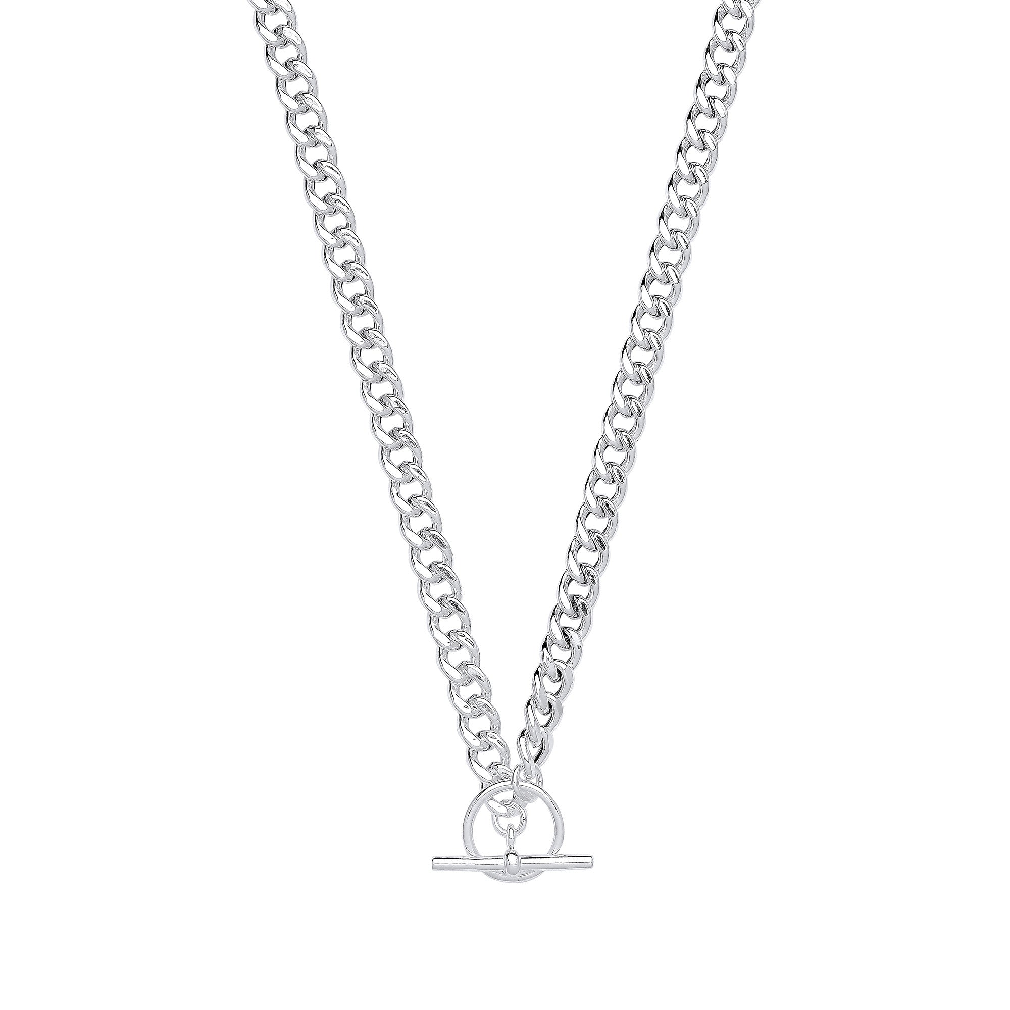 Sterling Silver T-Bar Curb Chain Necklace/Bracelet