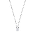 Sterling Silver Paper Clip Chain , Padlock Necklace