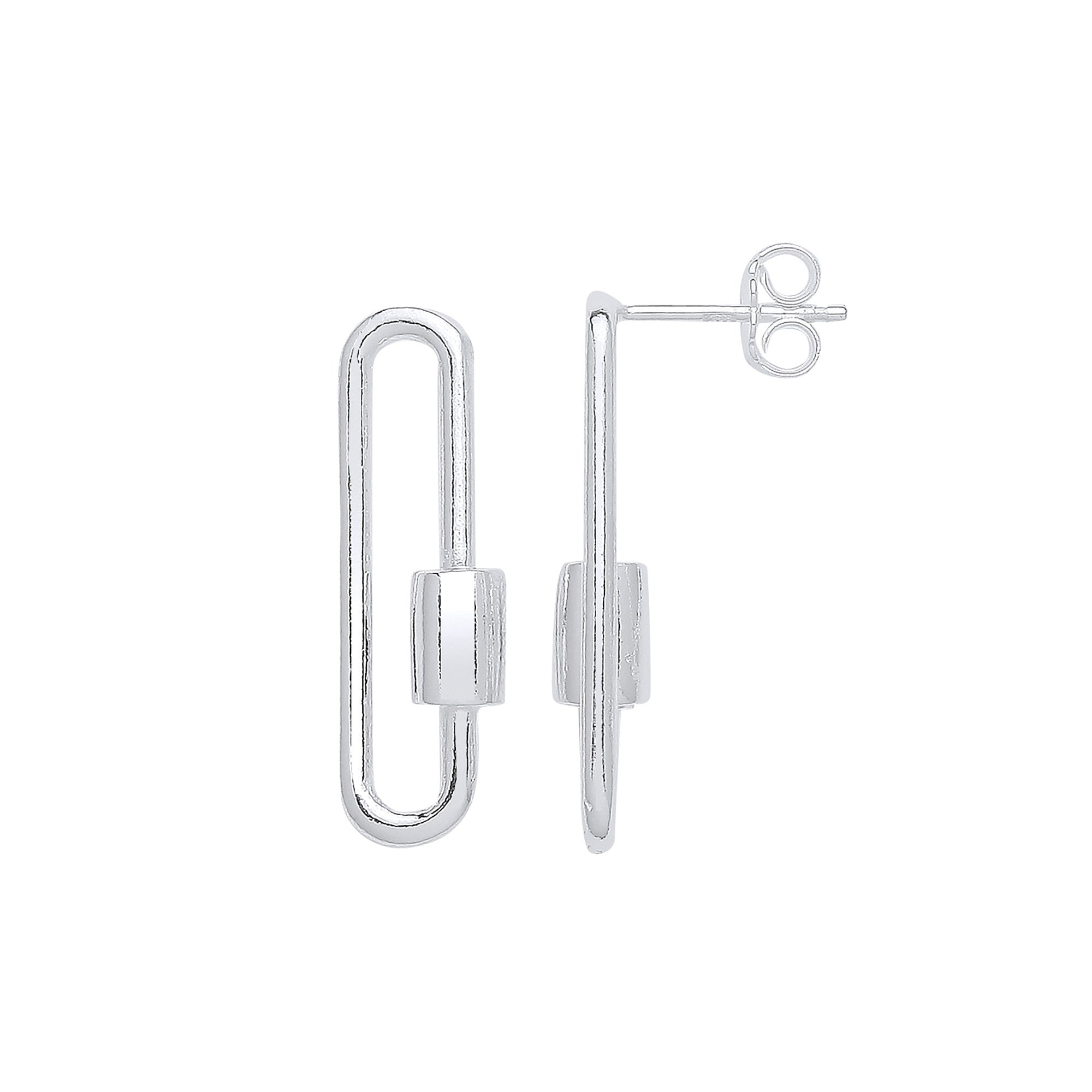 Sterling Silver Screw Clasp Paper Clip Drop Earrings