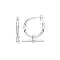 Sterling Silver T-Bar 20mm Hoop Earrings