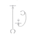 Sterling Silver T-Bar with chain Ear Cuff Earrings