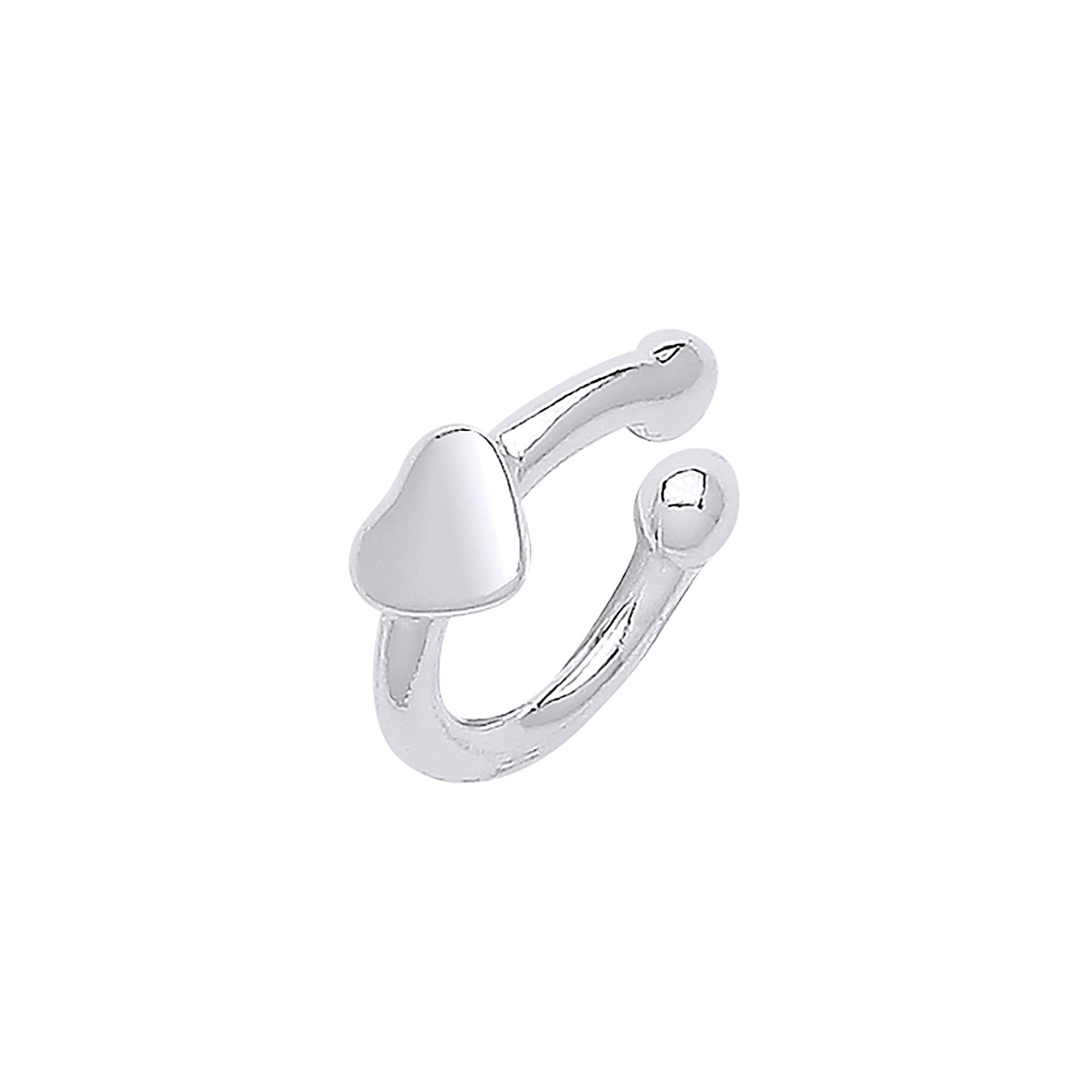 Sterling Silver Plain Cuff with Heart