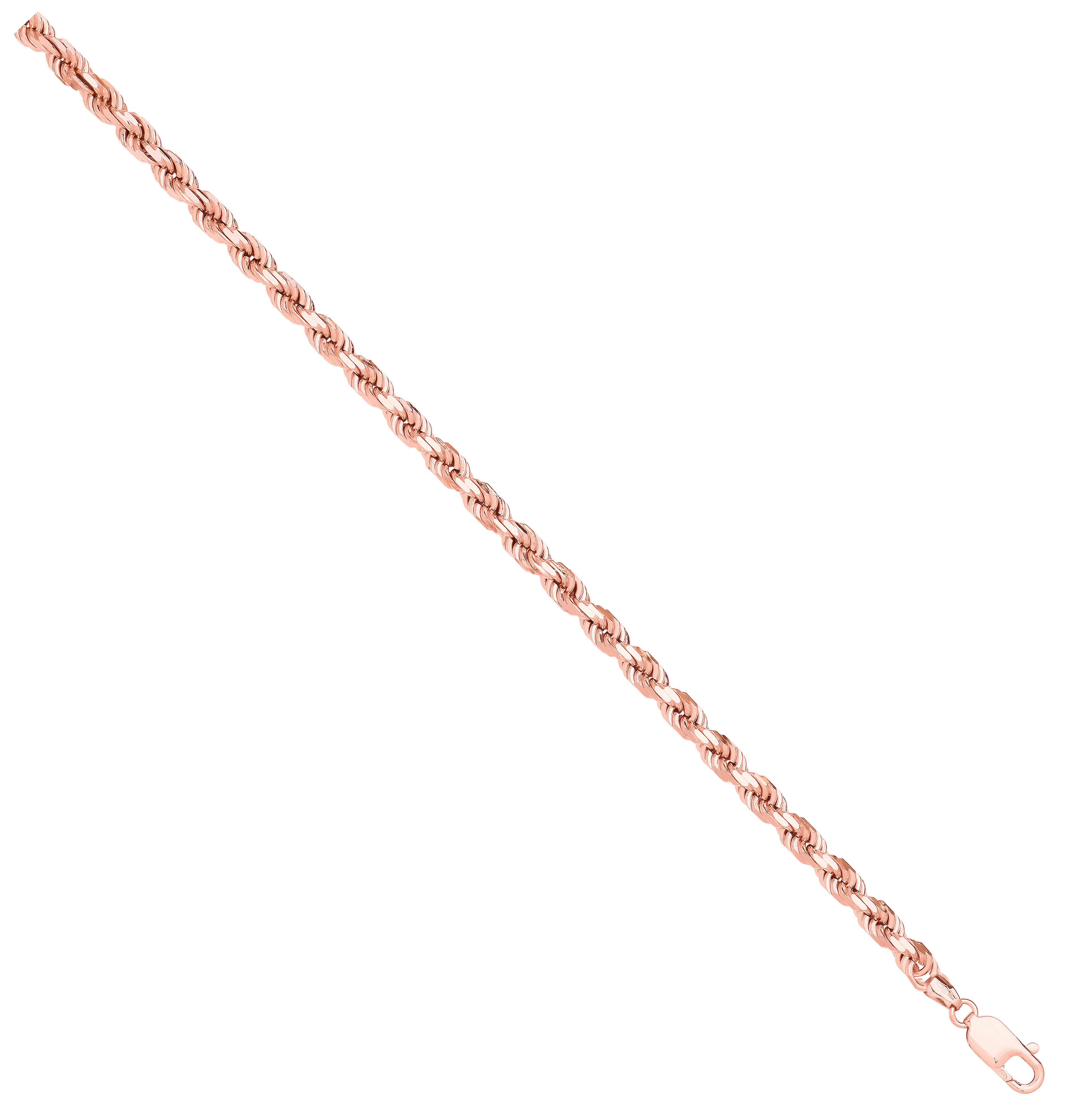 9ct Rose Gold Diamond Cut 5.2mm Solid Rope Chain