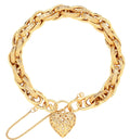 9ct Yellow Gold Prince of Wales Heart Padlock Bracelet