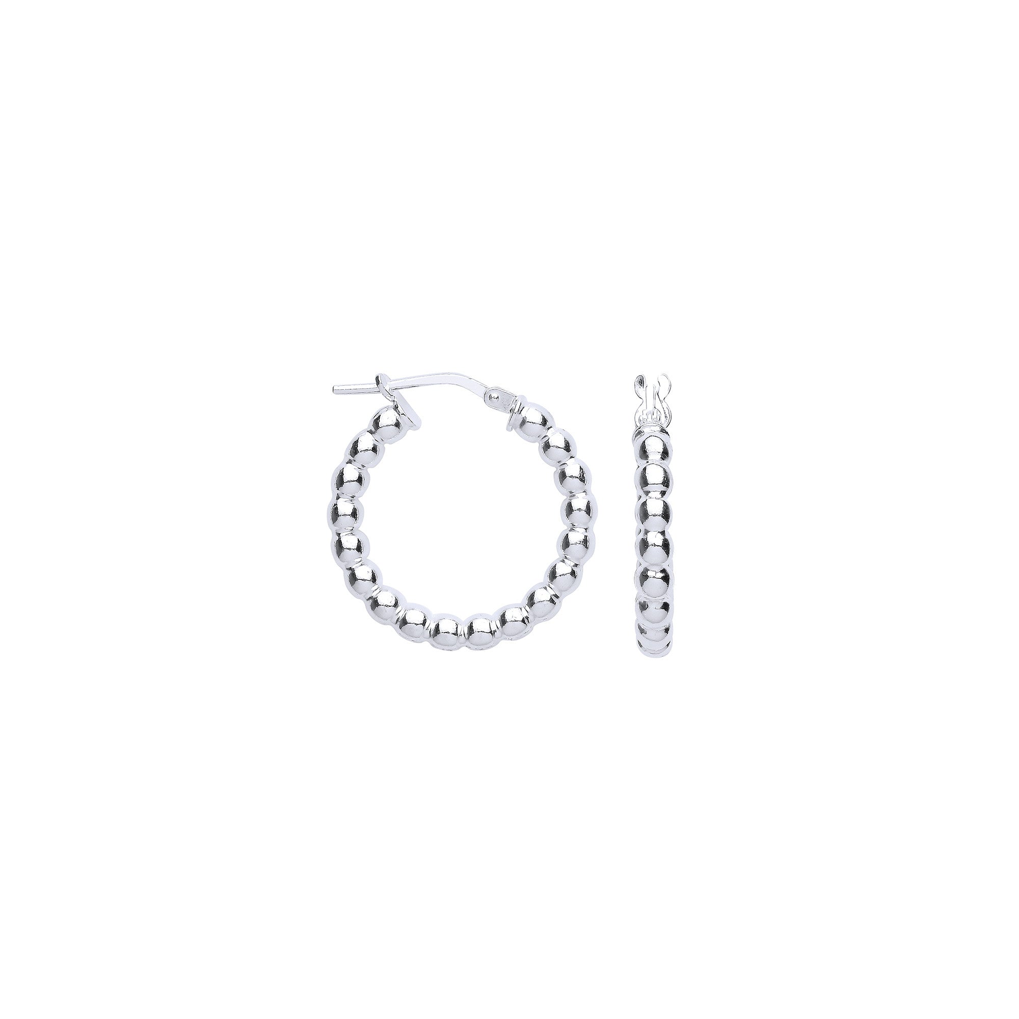 Sterling Silver Bead 21mm Hoop Earrings