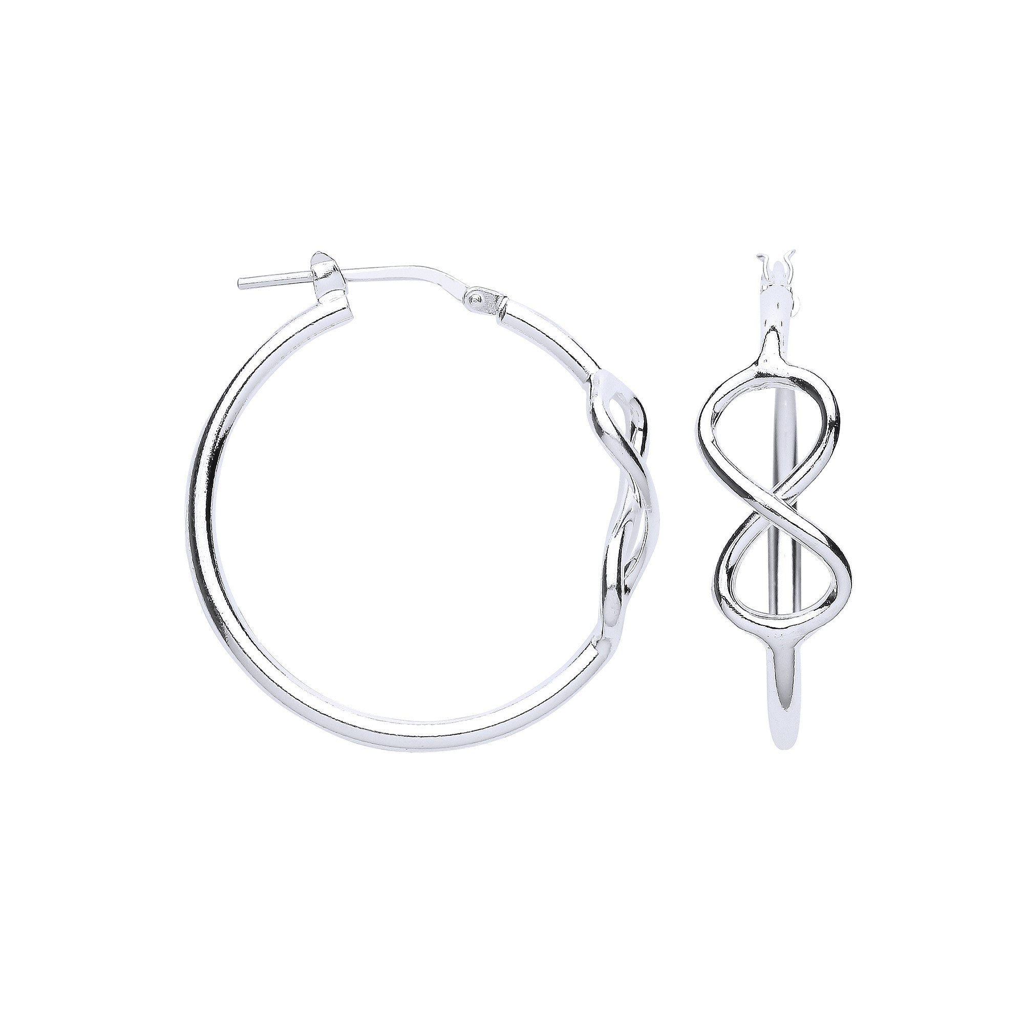 Sterling Silver Infinity 28mm Hoop Earrings