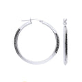 Sterling Silver Greek Key 35mm Hoop Hollow Earrings