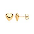 9ct Yellow Gold Puffed Heart Stud Earrings