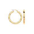 9ct Yellow Gold 38mm Square Tube Ribbed Hoop Earrings