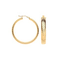 9ct Yellow Gold 36mm Wavy Ribbed Hoop Earrings