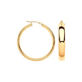 9ct Yellow Gold 35mm Court Shape Tube Hoop Earrings
