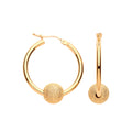 9ct Yellow Gold 23mm Glitter Ball Hoop Earrings