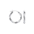 Sterling Silver Plain & Glitter 20mm Twisted Hoop Earrings