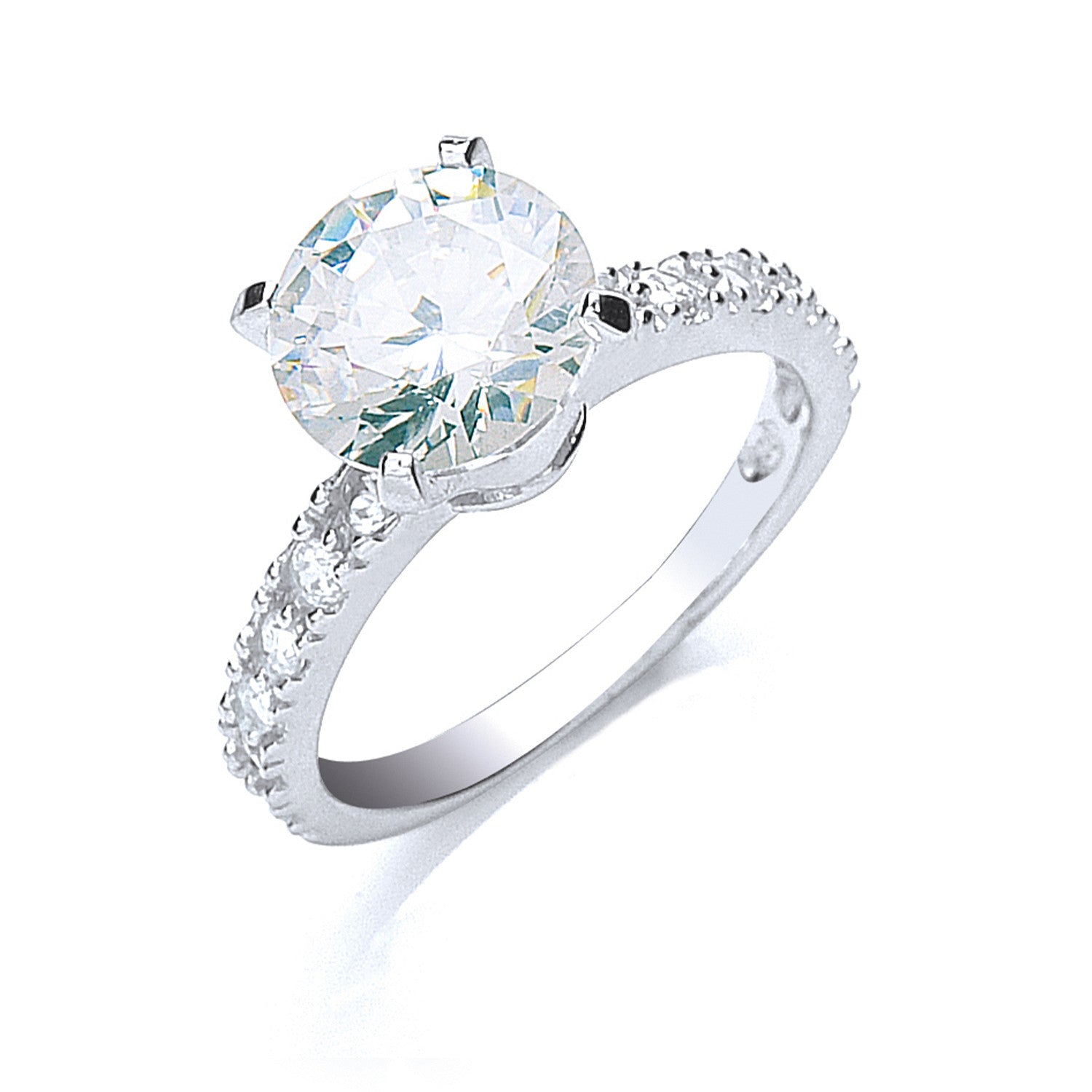 Sterling Silver Claw Set Cubic Zirconia Solitaire Ring