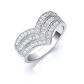 Sterling Silver Pave Set Cubic Zirconia Triple Wishbone Ring