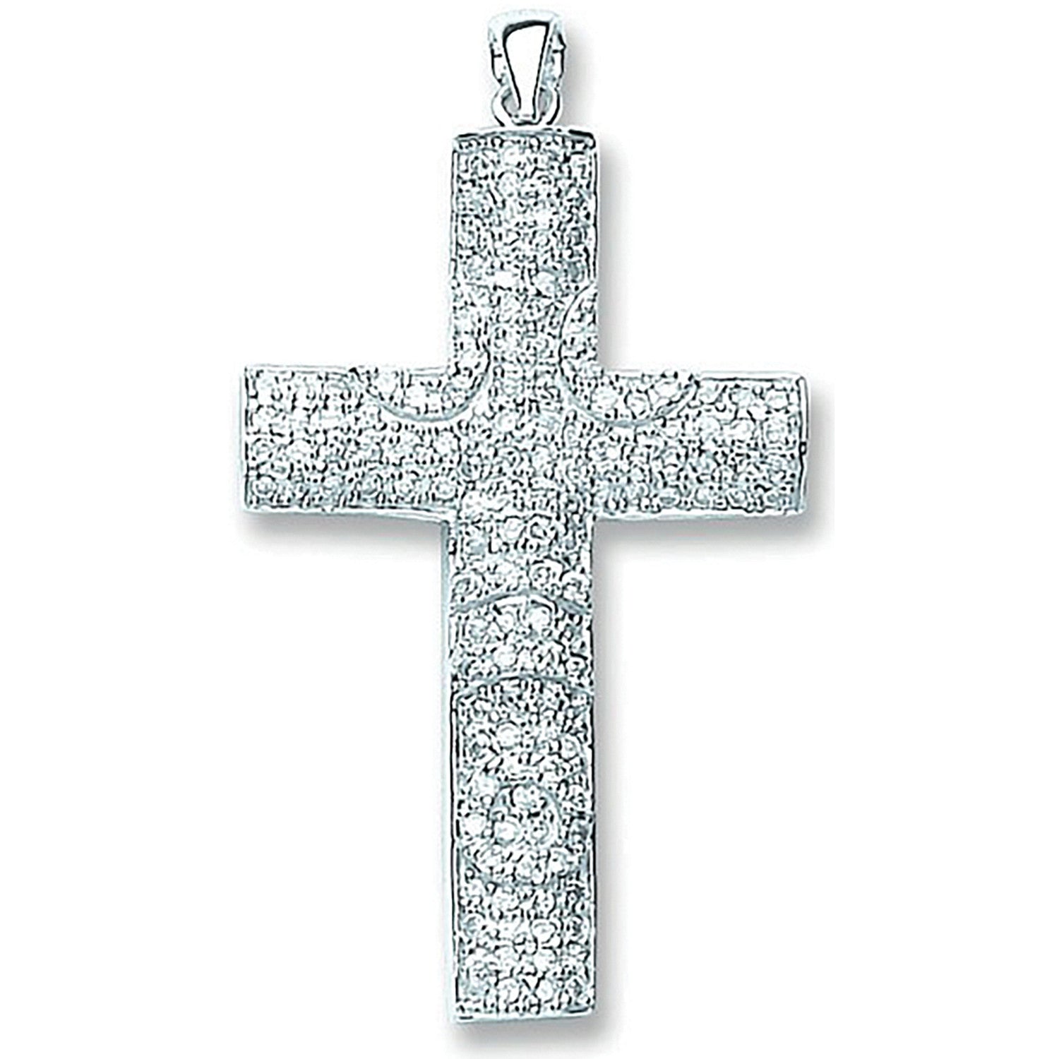 Sterling Silver Pave Set Cubic Zirconia Cross