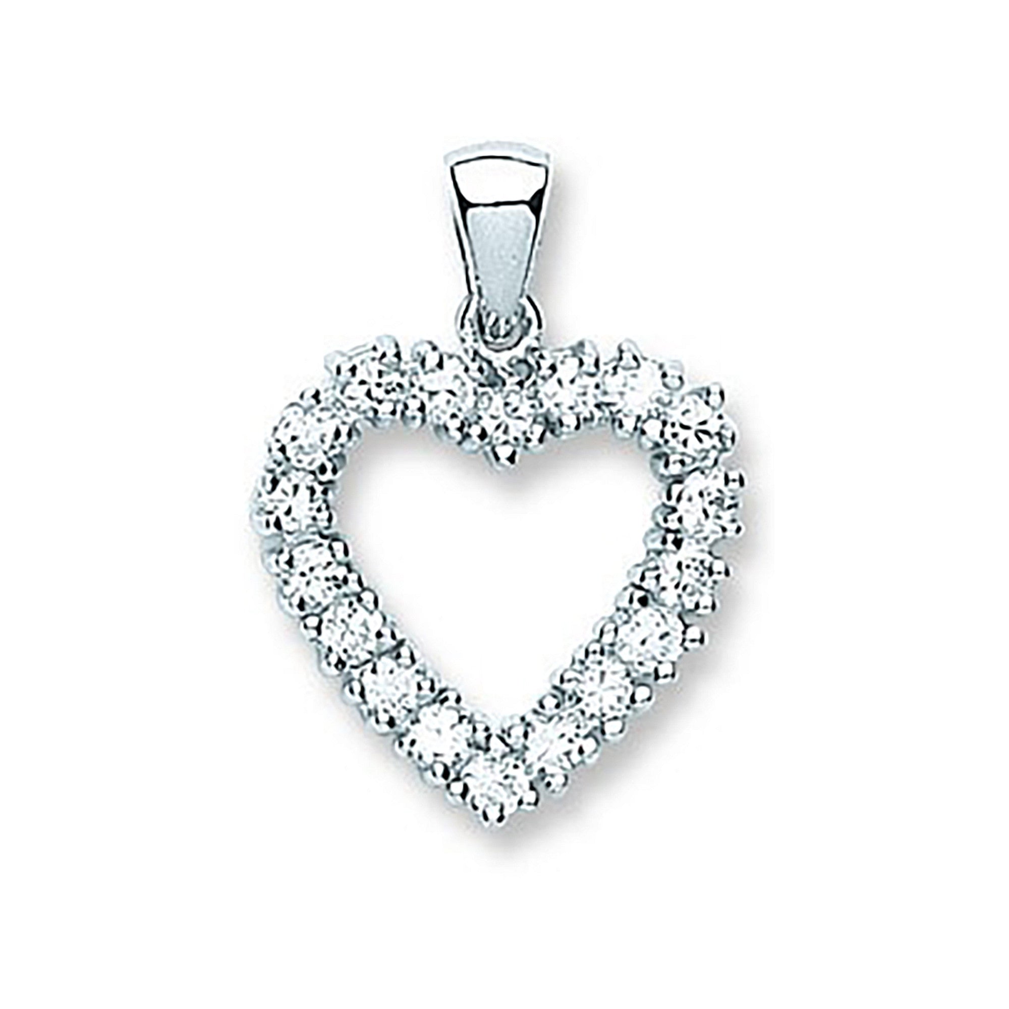 Sterling Silver Cubic Zirconia Heart Pendant