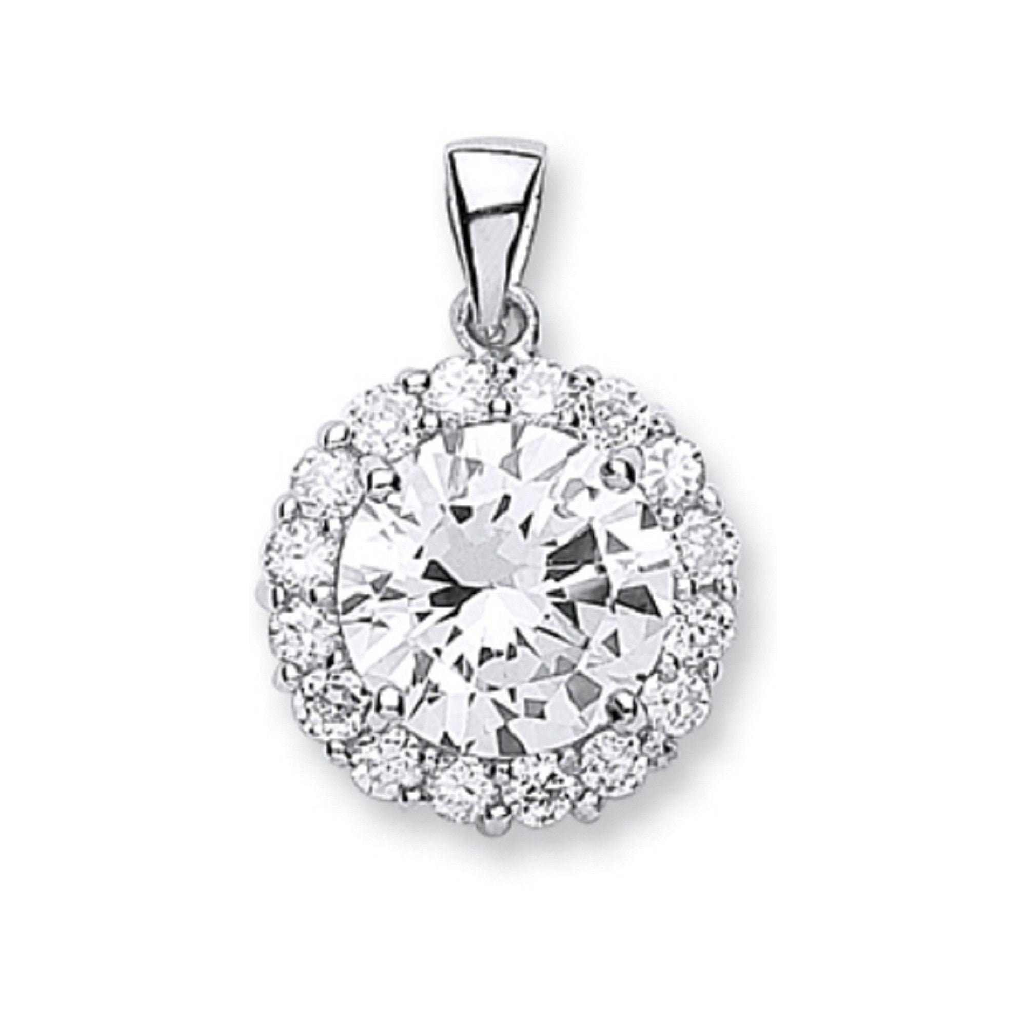 Sterling Silver Cubic Zirconia Cluster Drop Pendant