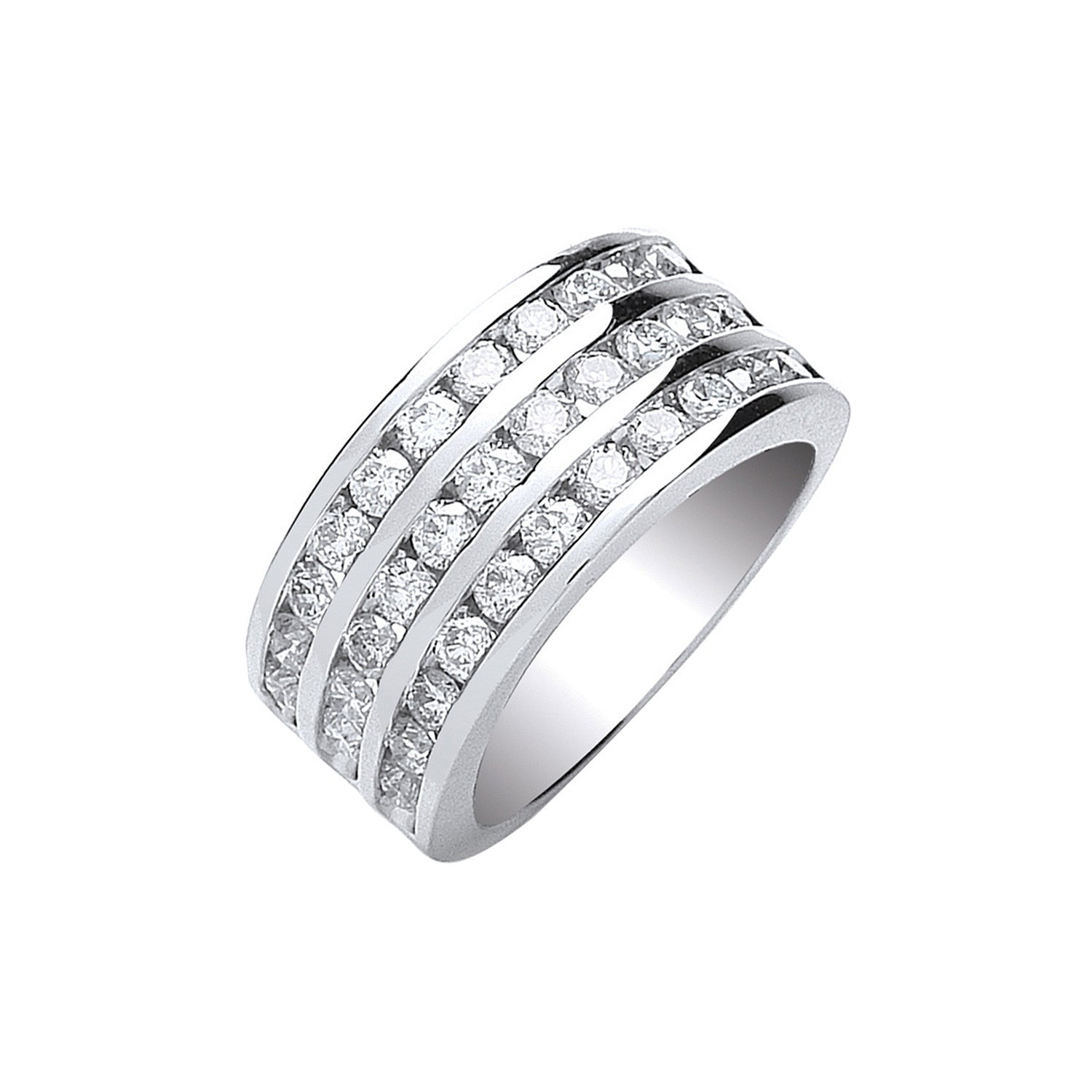 18ct White Gold 3 Rows 1.50ctw Diamond Ring
