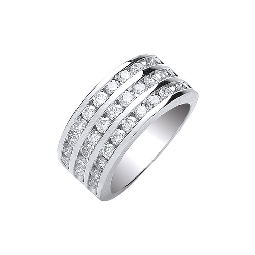 18ct White Gold 3 Rows 1.50ctw Diamond Ring