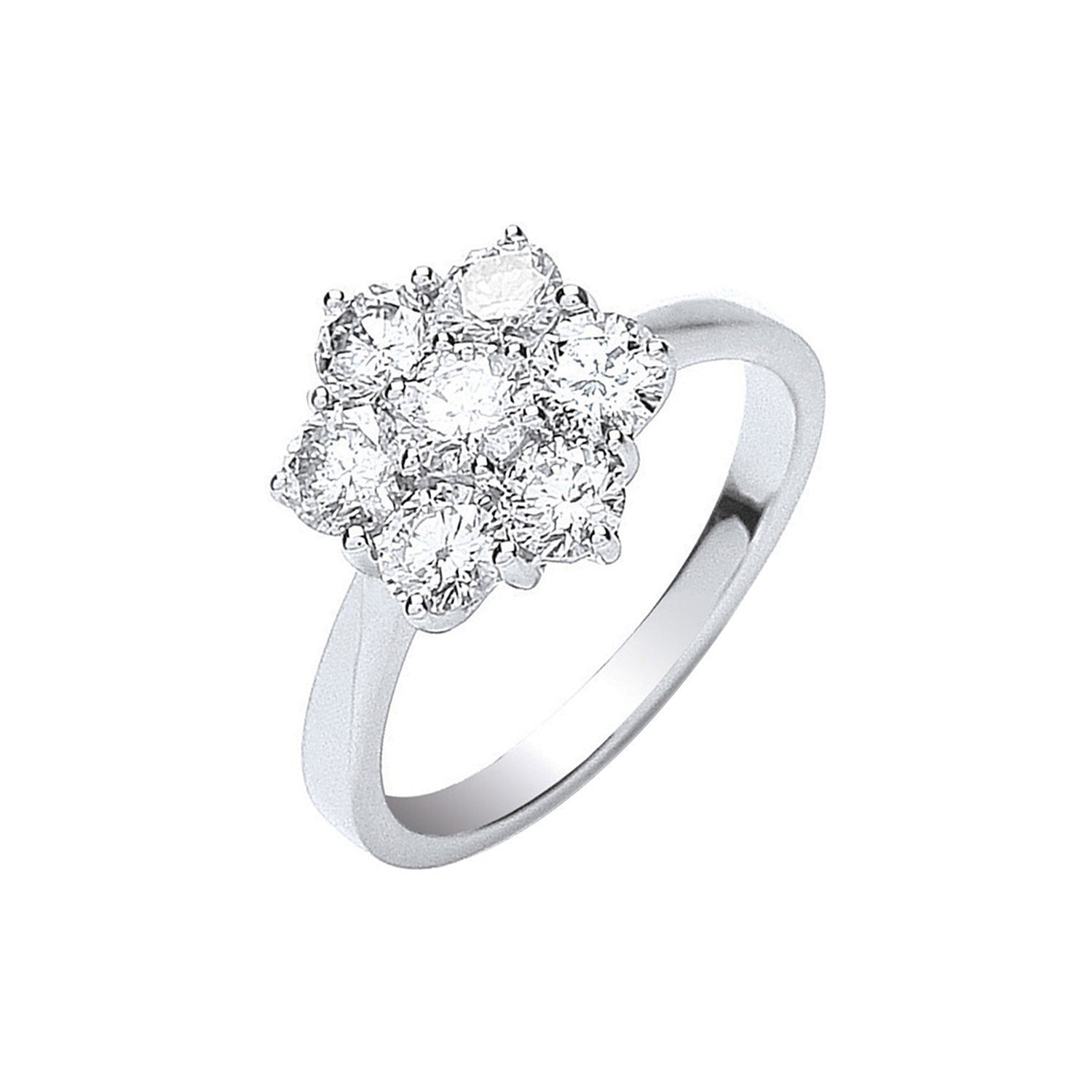18ct White Gold 7 Stones 1.50ctw Cluster Diamond Ring