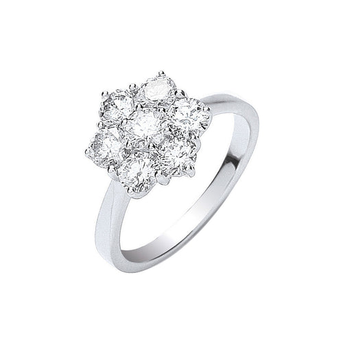 18ct White Gold 7 Stones 1.50ctw Cluster Diamond Ring