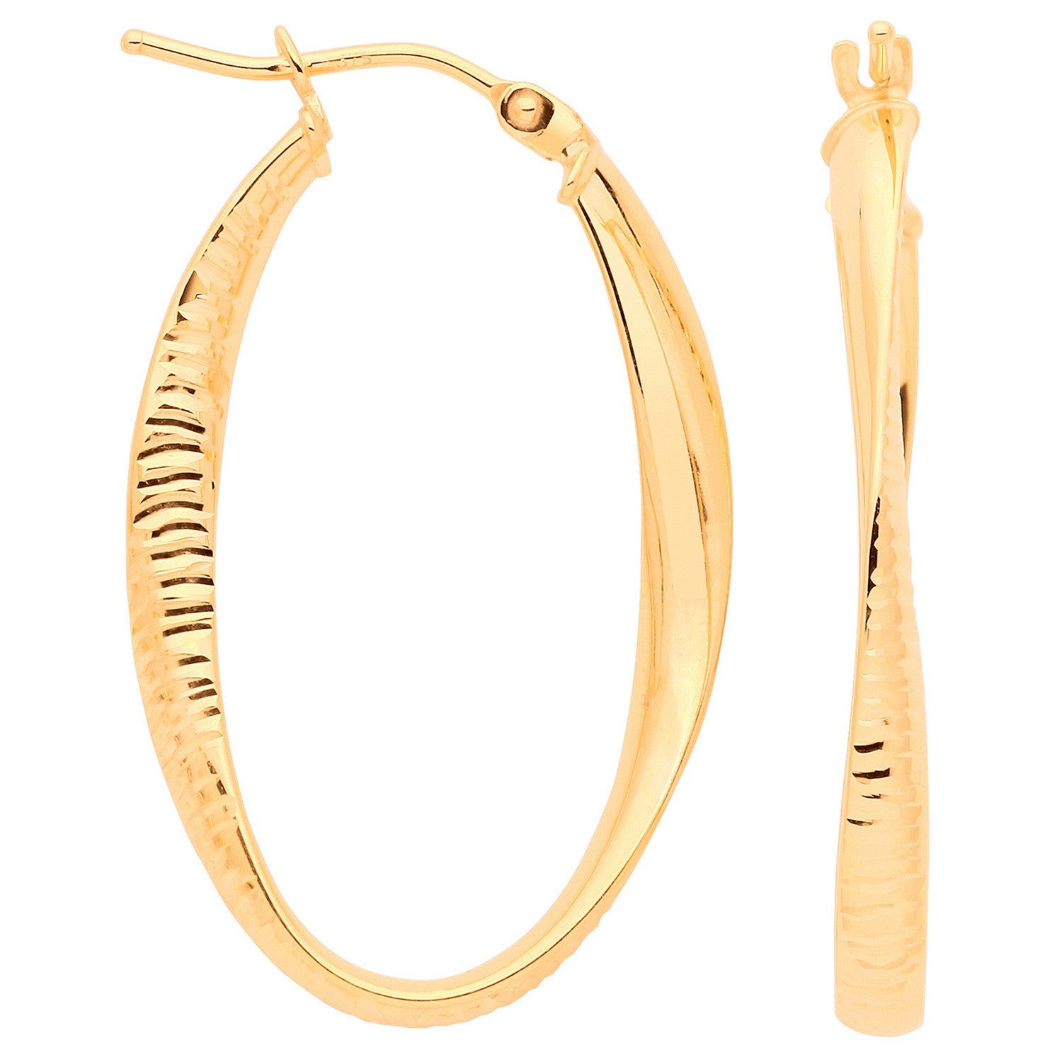 9ct Yellow Gold Oval Twist Ribbed & Plain