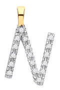 9ct Yellow Gold 0.05ct Diamond N Initial