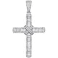 Sterling Silver Baguettes & Round Cubic Zirconias Large Cross