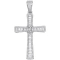 Sterling Silver Baguettes & Round Cubic Zirconias Large Cross