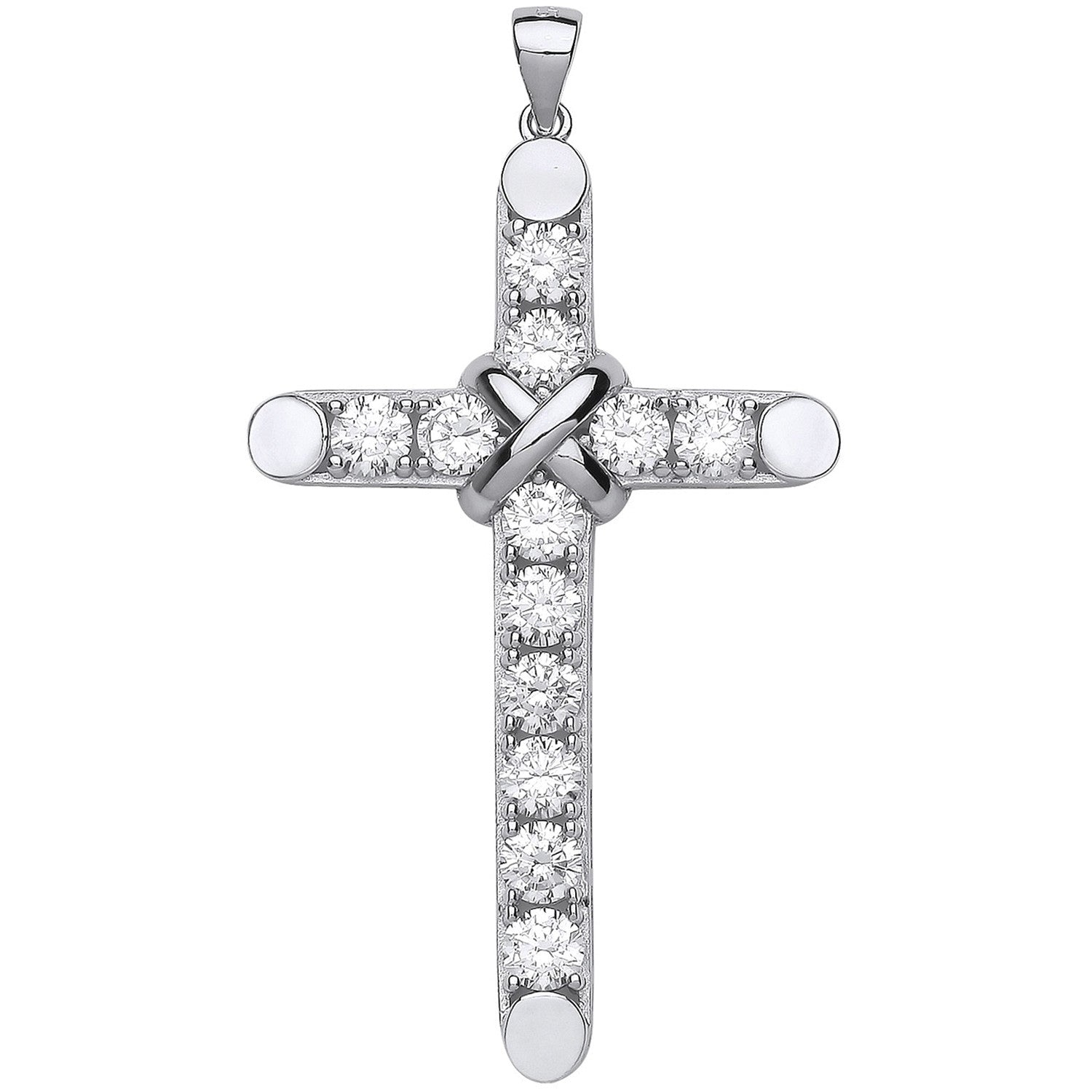 Large Sterling Silver Claw Set Cubic Zirconias Cross