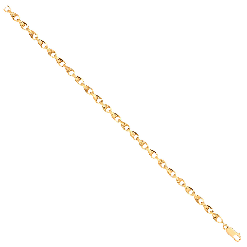 9ct Yellow Gold Plain and Engraved 5mm Tulip Chain