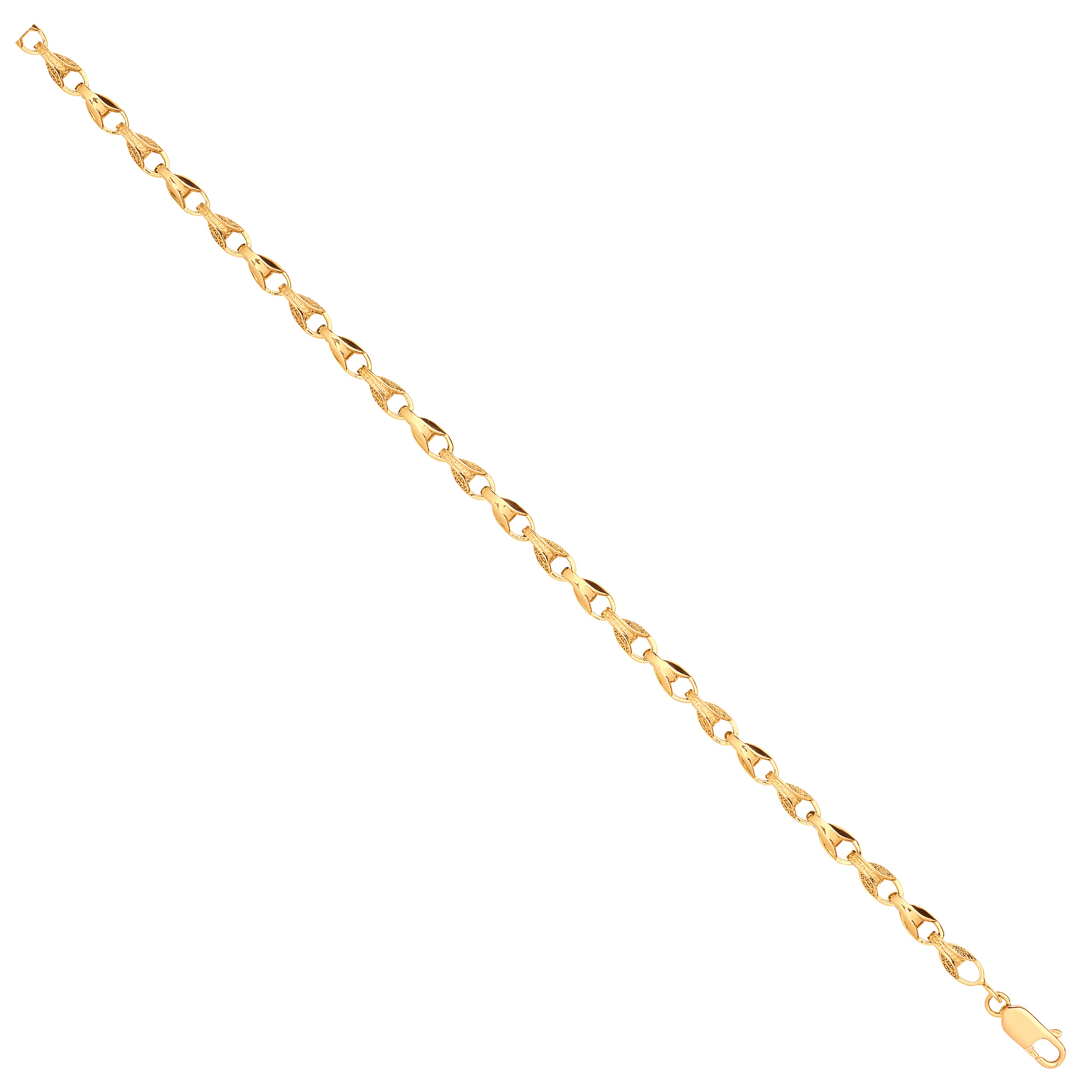 9ct Yellow Gold Plain and Engraved 5mm Tulip Chain