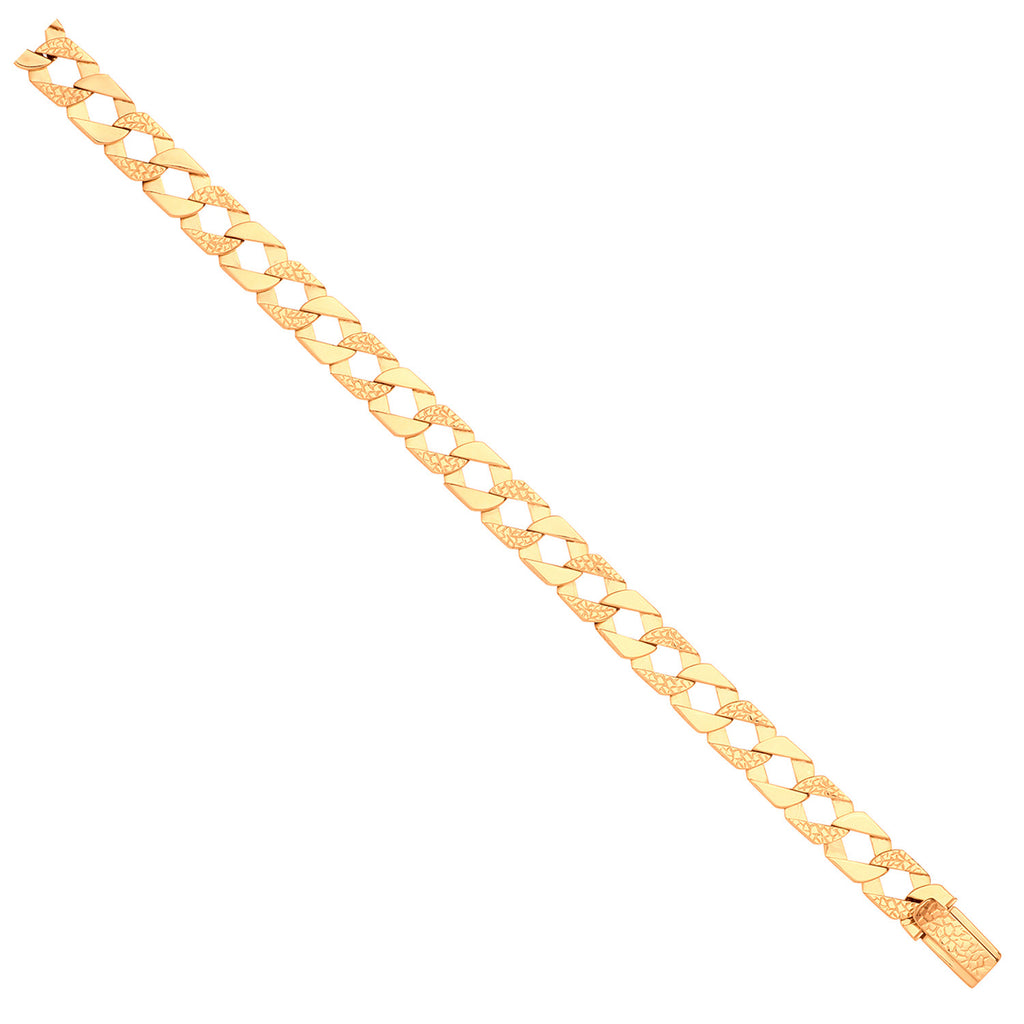 9ct Yellow Gold Plain & Nugget 10.5mm Link Flat Curb Chain