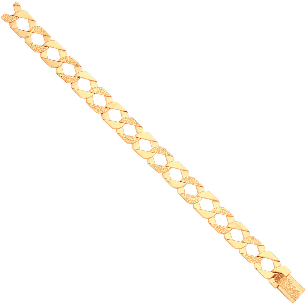 9ct Yellow Gold Plain & Nugget 13mm Link Flat Curb Chain