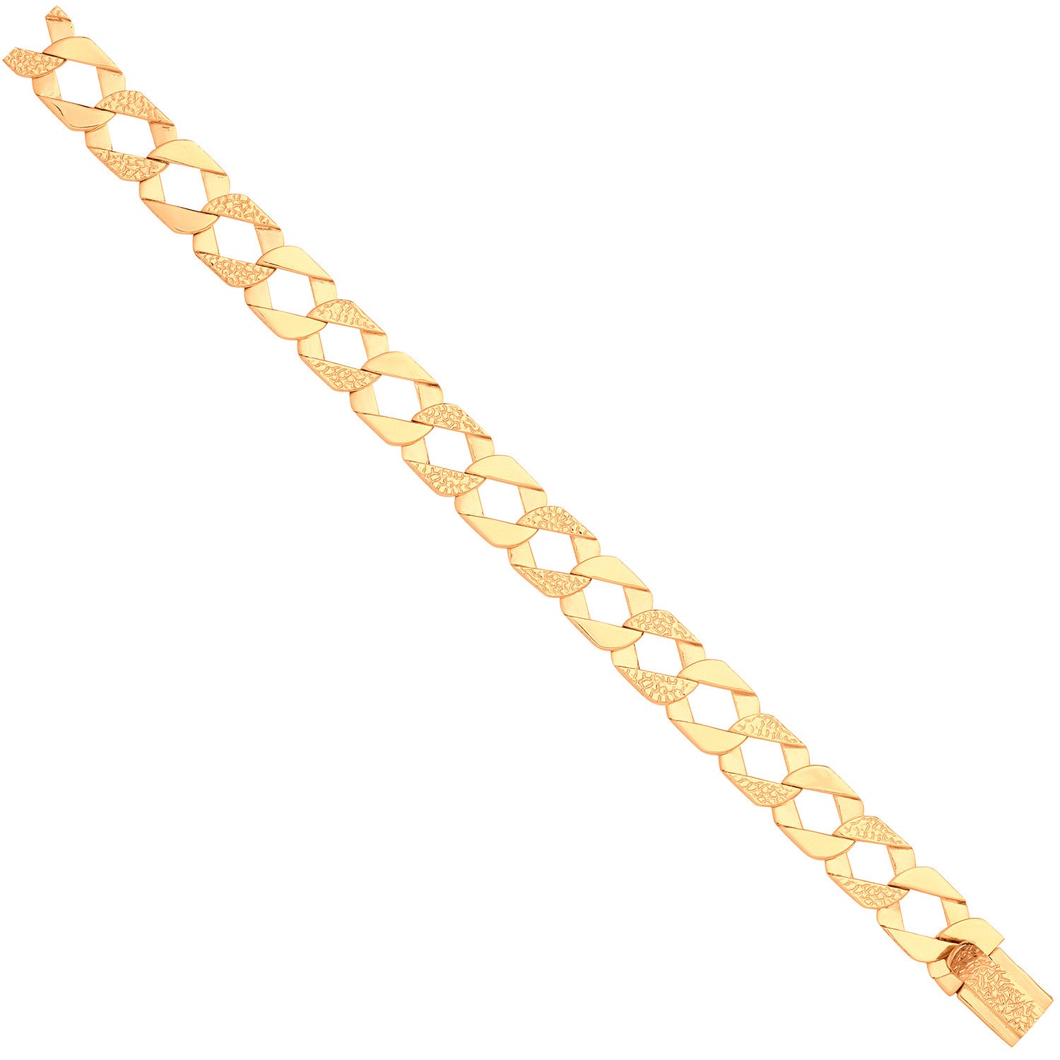 9ct Yellow Gold Plain & Nugget 13mm Link Flat Curb Chain