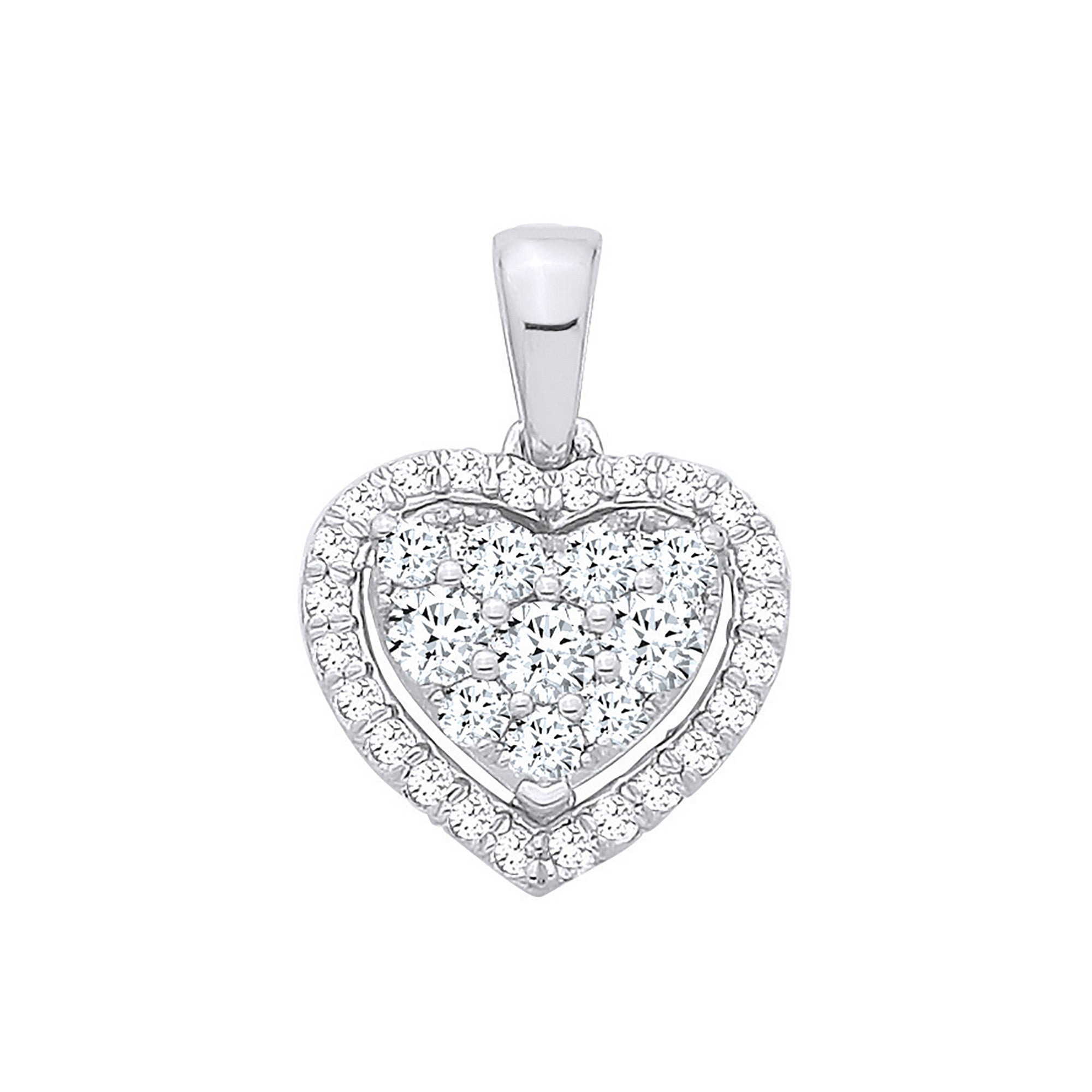 18ct White Gold 0.40ct Diamond Heart Pendant