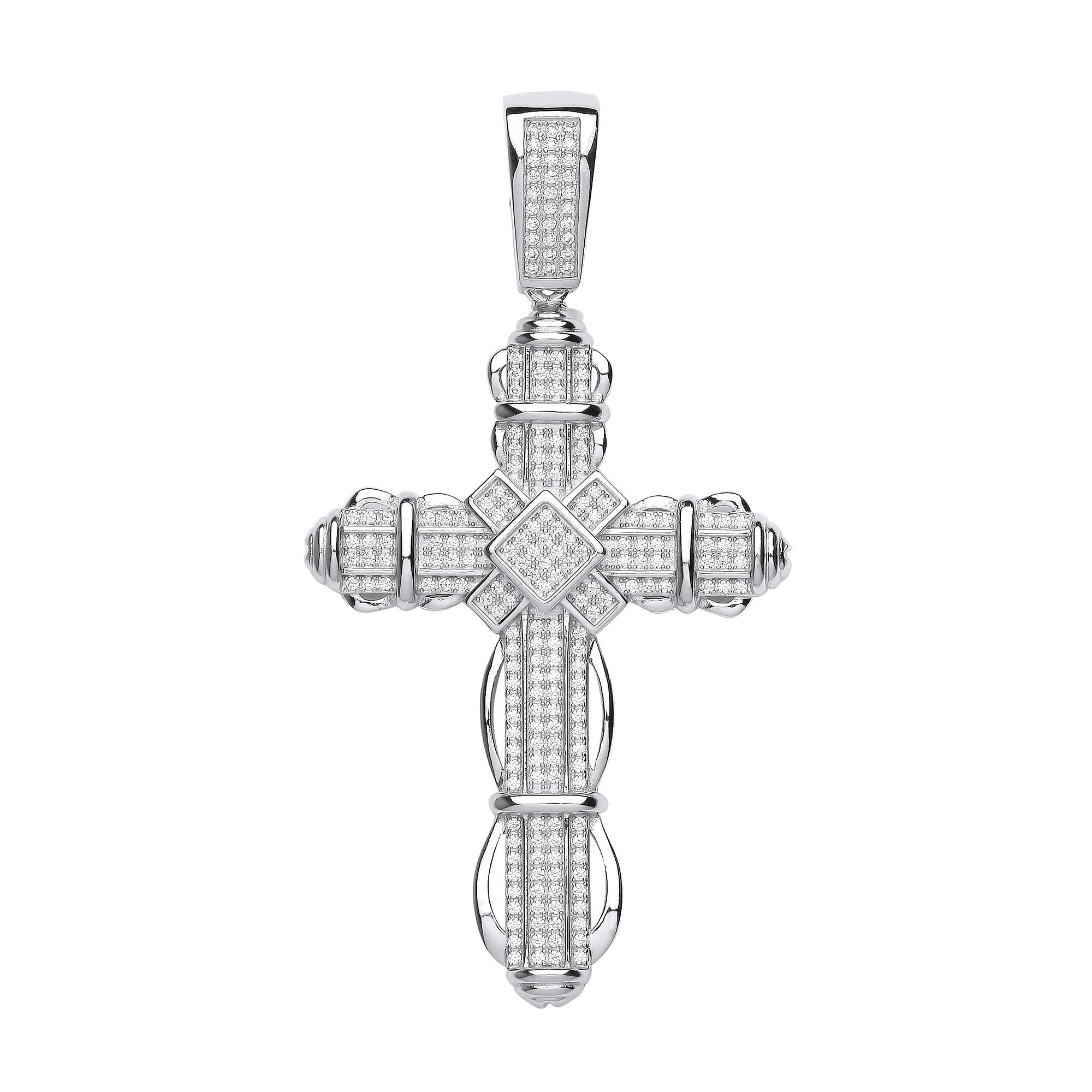 Sterling Silver Big Fancy Cubic Zirconia Cross