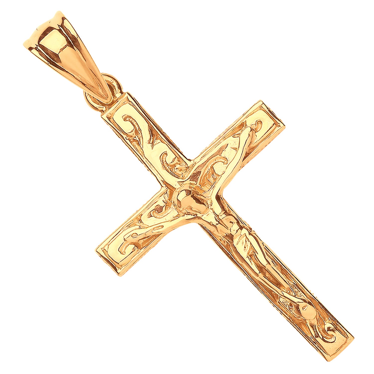 9ct Yellow Gold Large Ornate Crucifix